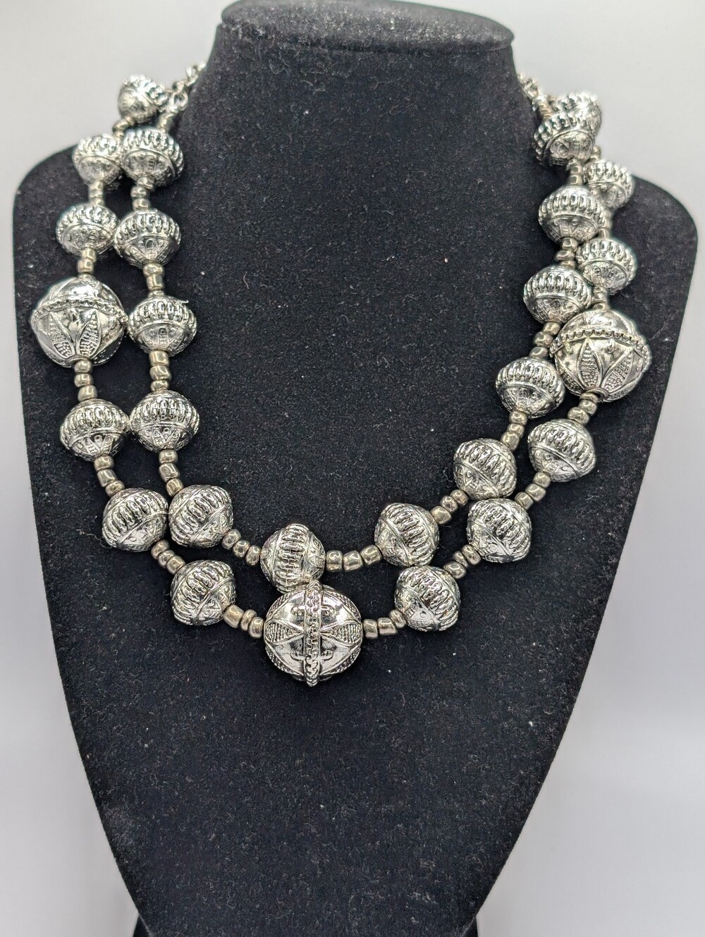 Silver-Tone Beaded Statement Necklace - Women Jewelry